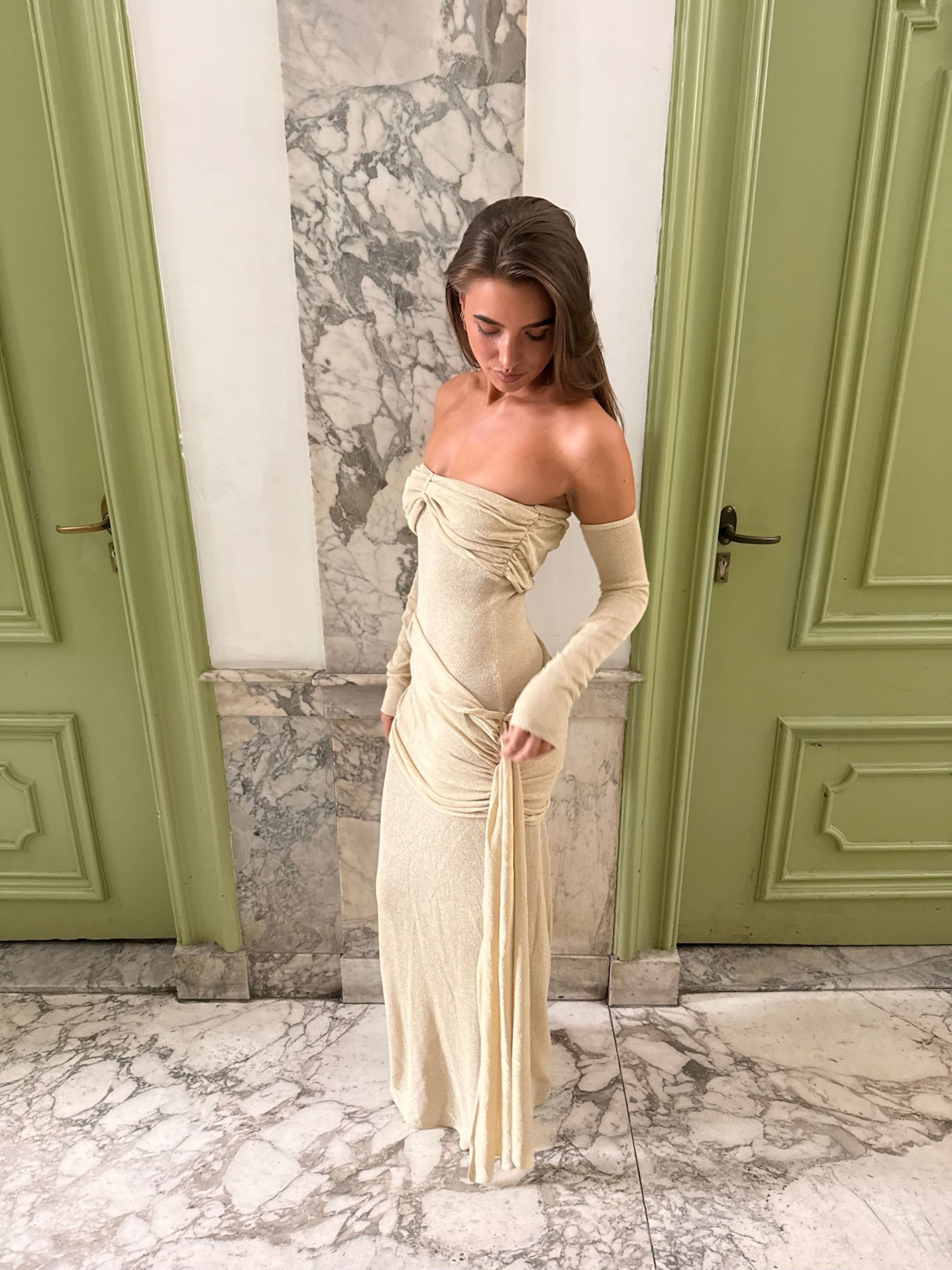 Ingrid Matellic Knit Maxi Dress - Bronze