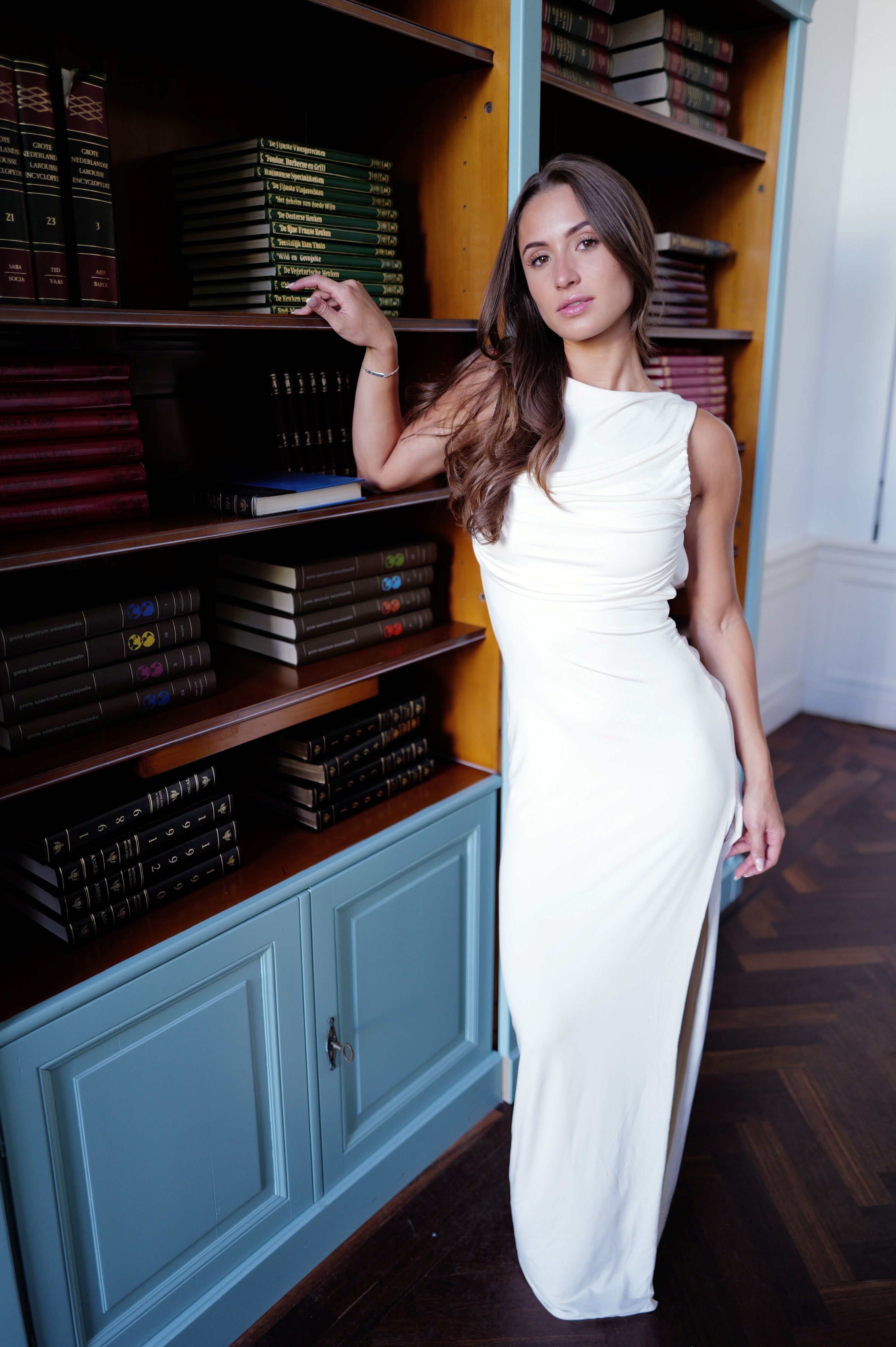 Henley Slinky Drape Maxi Dress - Ivory