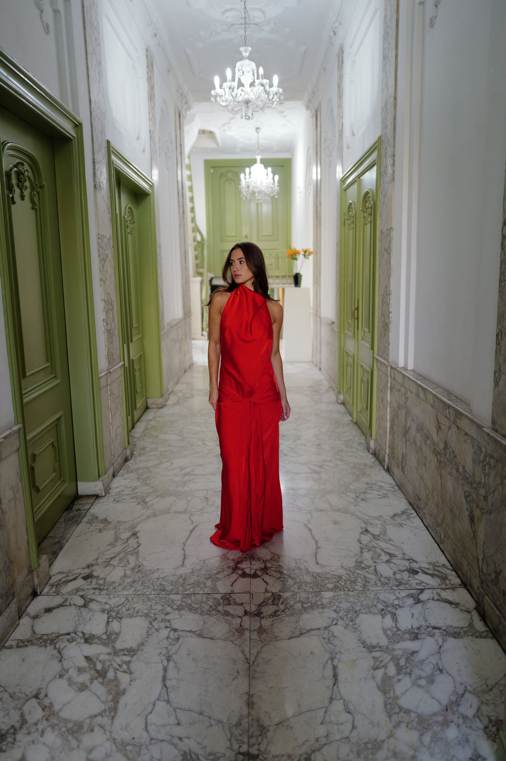 Rumina Sash Maxi Dress - Tangerine